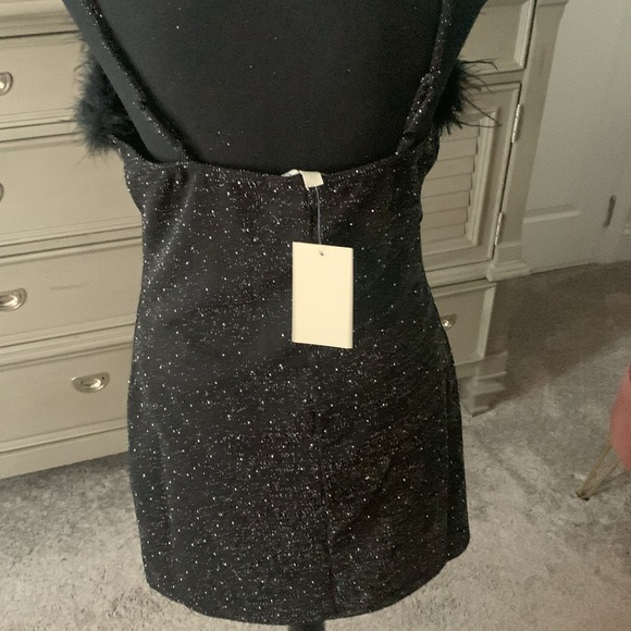 Allison and Kelly Rhinestone Feather Trim Bodycon Dress Size 15/16 - Picture 2 of 2